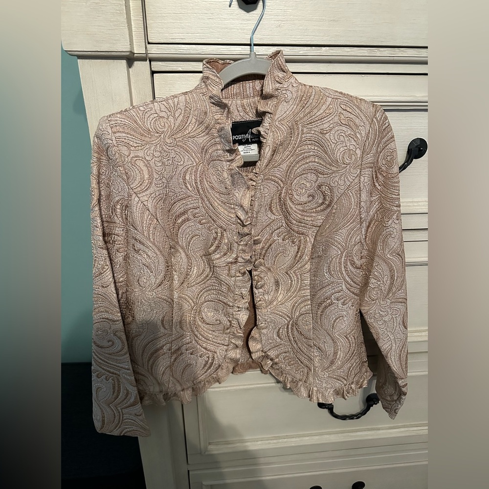 🚨LAST CHANCE: Positive Attitude gold/tan skirt suit set Size 4P